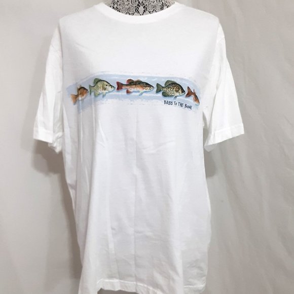 'Bass to the Bone' Fishing Tee Men/Unisex Size XL - Picture 1 of 4